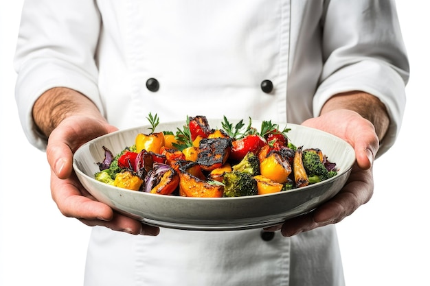 Szef kuchni prezentujący danie